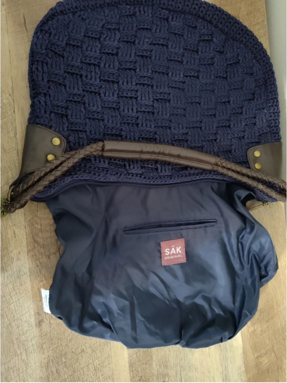 Women's The Sak Navy Blue & Brown Woven Hobo Bag One Size